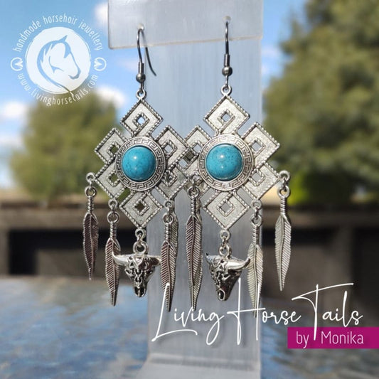 Living Horse Tails Jewellery by Monika Turquoise Western Cow Girl Earrings 2 Custom jewellery Monika Australia horsehair keepsake