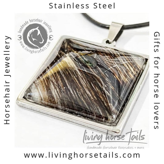 Unisex steel horse hair keepsake pendant-Living Horse Tales Jewellery By Monika-The Equestrian