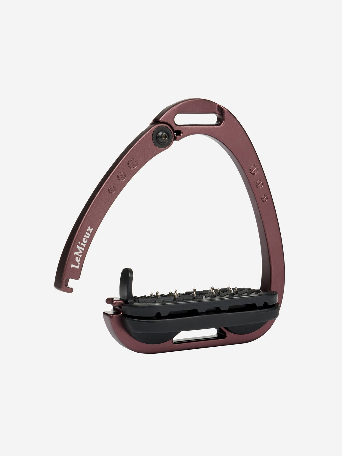 Burgundy and black stirrup leathers designed for equestrian use.