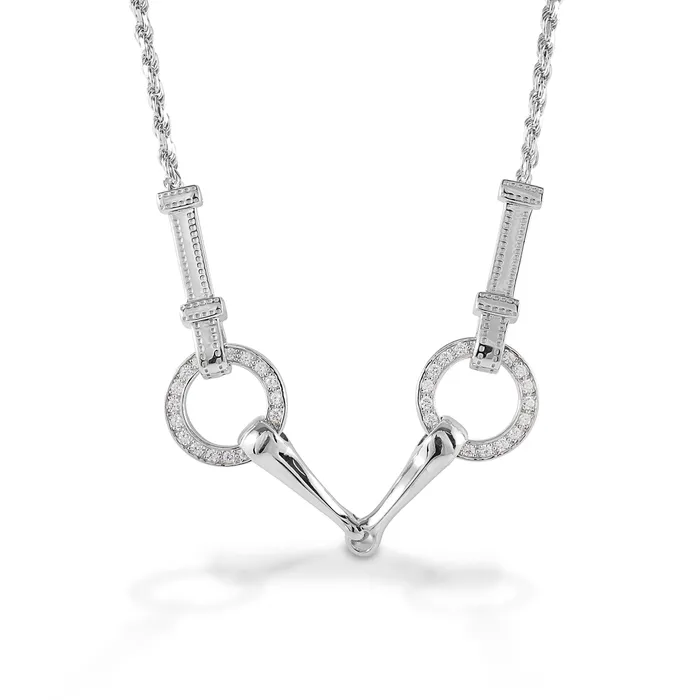 Kelly Herd sterling silver horse bit necklace with CZ accents.