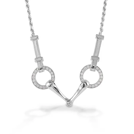 Kelly Herd sterling silver horse bit necklace with CZ accents.