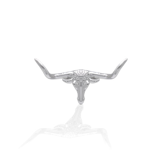 Kelly Herd sterling silver longhorn steer pendant with reflection.