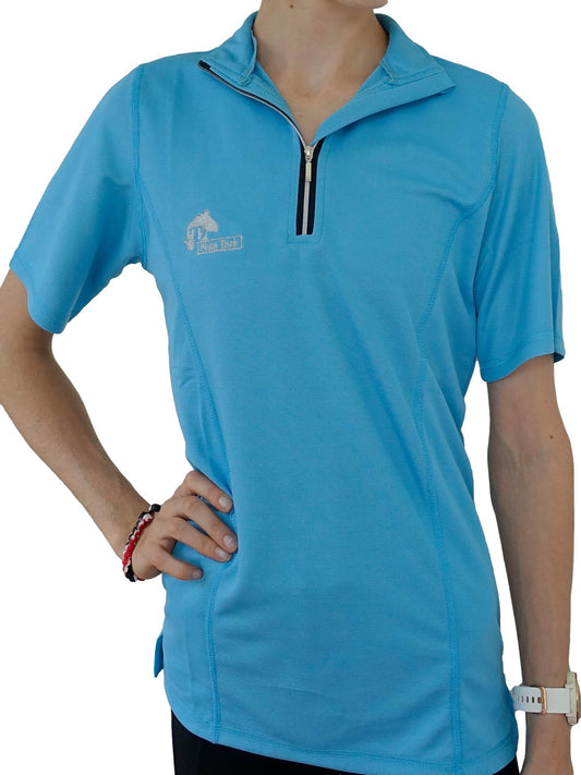 Short sleeve riding top in sky blue-Plum Tack-The Equestrian