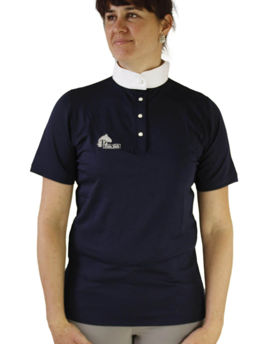 Ladies cool show shirt - Navy & white-Plum Tack-The Equestrian