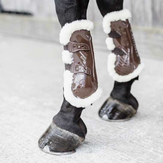 Kentucky Vegan Sheepskin Tendon Boots Bamboo Elastic-Dapple EQ-The Equestrian