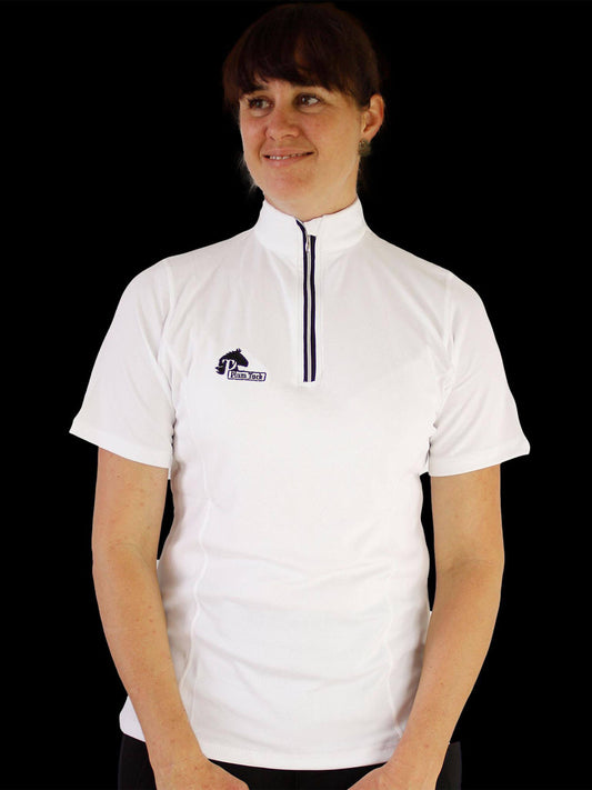 Ladies Cool Summer riding tops in white- Short sleeve-Plum Tack-The Equestrian