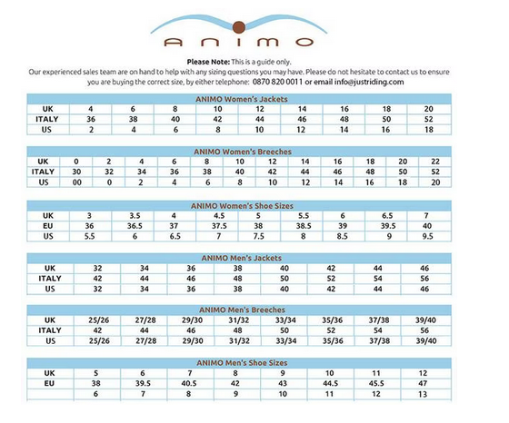 Animo Animo Sizing Charts chart 3