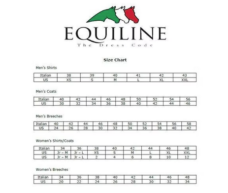 Equiline Equiline Sizing Charts chart 1