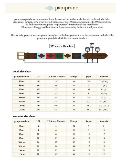 Pampeano Pampeano Sizing Charts chart 1